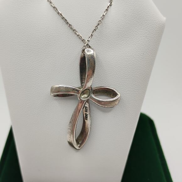 Infinity Marcasite Cross on 18-Inch Sterling Silver Chain - Picture 2 of 5